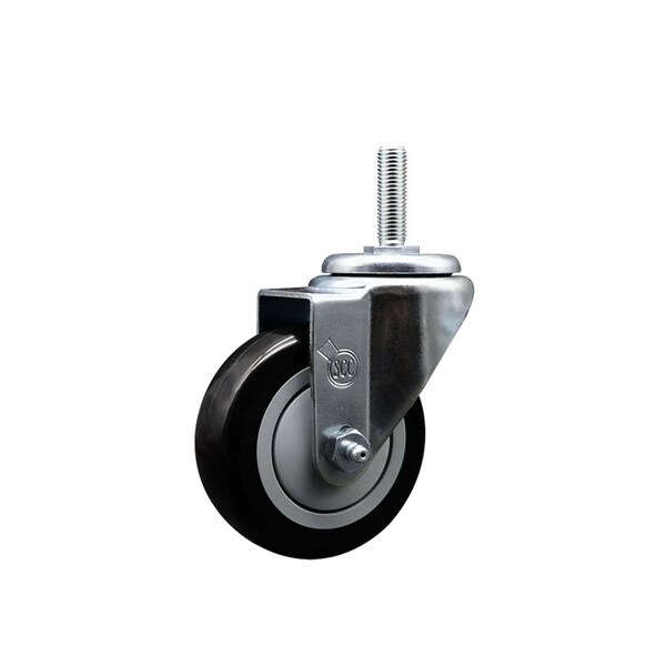 35 Inch Black Polyurethane Wheel Swivel 34 Inch Threaded Stem Caster Service Caster